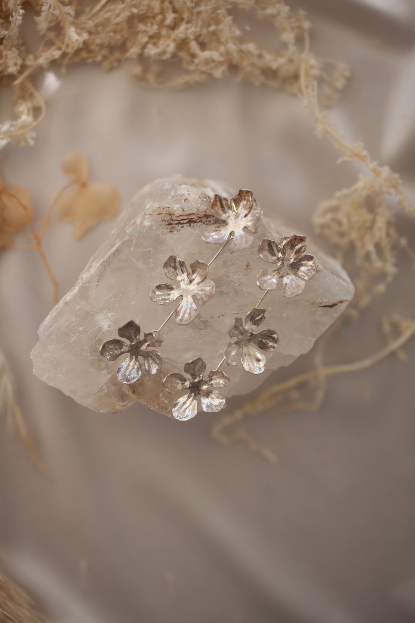 Daisy Chain Chandelier Earrings Silver