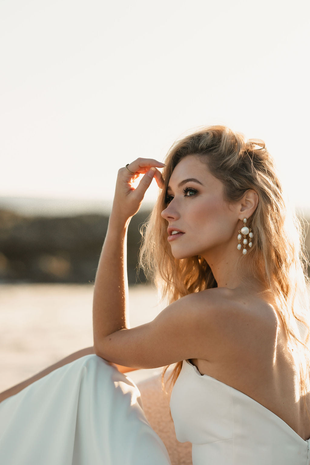 Artemis Pearl Chandelier Earrings Gold