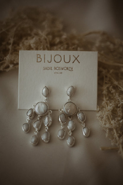 Artemis Pearl Chandelier Earrings Silver