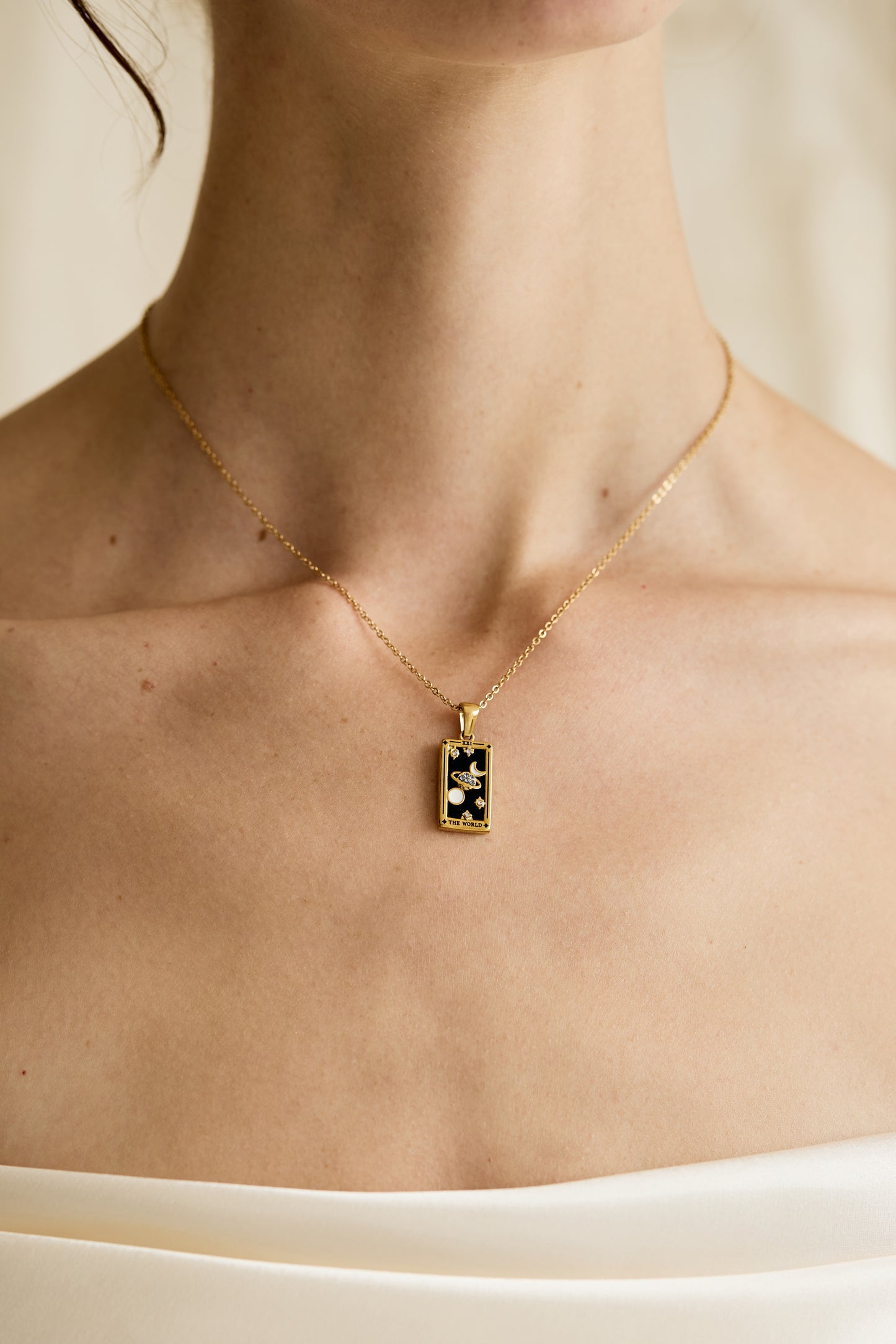 The World Tarot Card Necklace