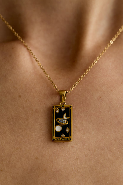 The World Tarot Card Necklace