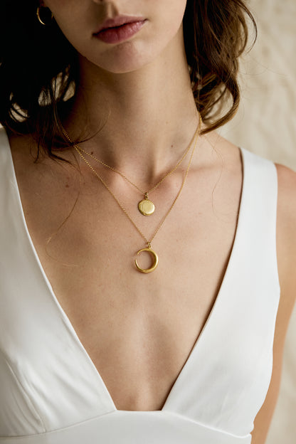 Solar Crescent Necklace Set Gold