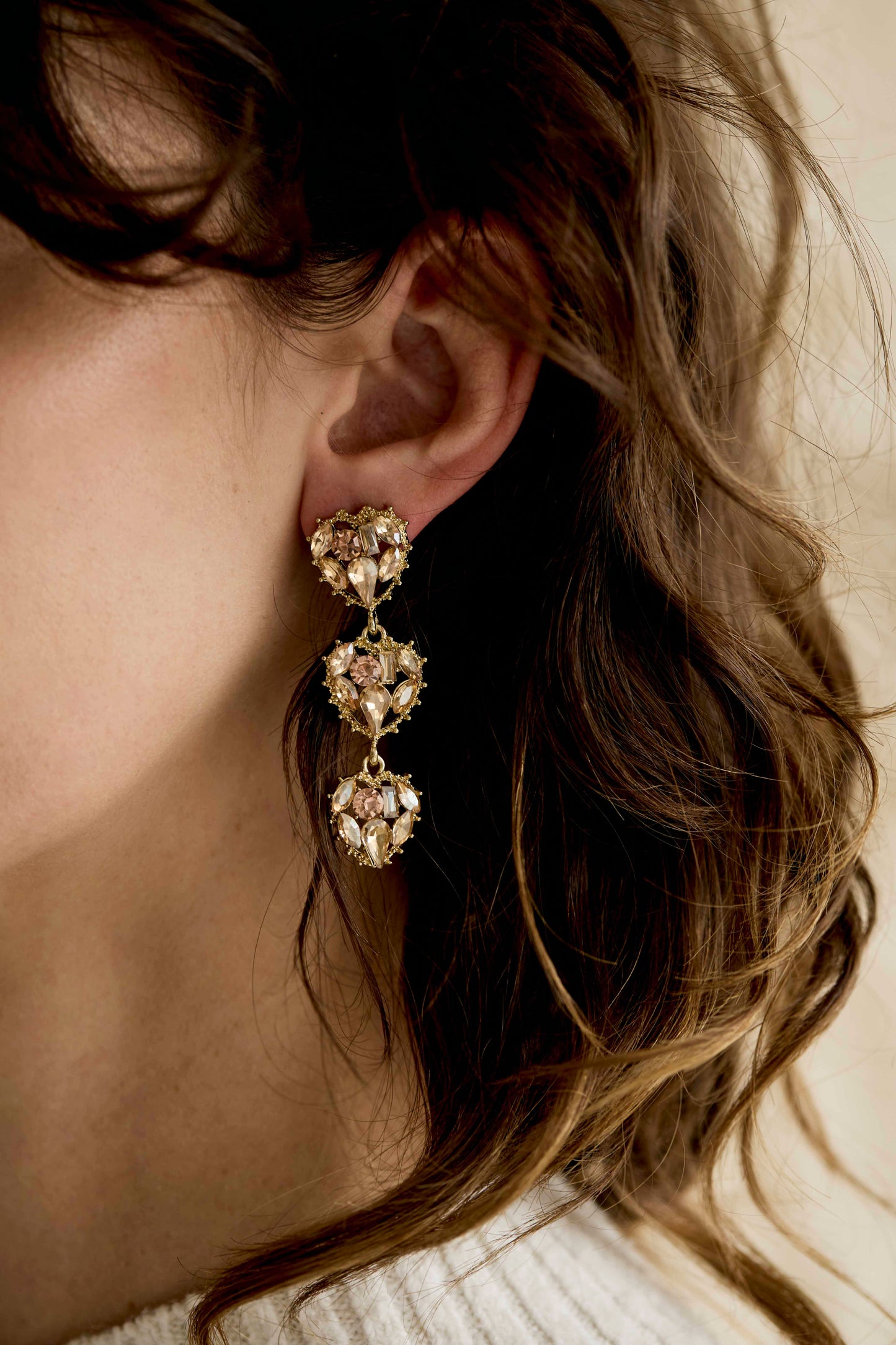 Valentine Asymmetrical Diamante Earrings