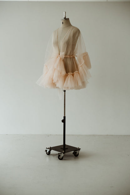 Blush Tulle Robe Mini Curve | Gown | Sadie Bosworth Atelier